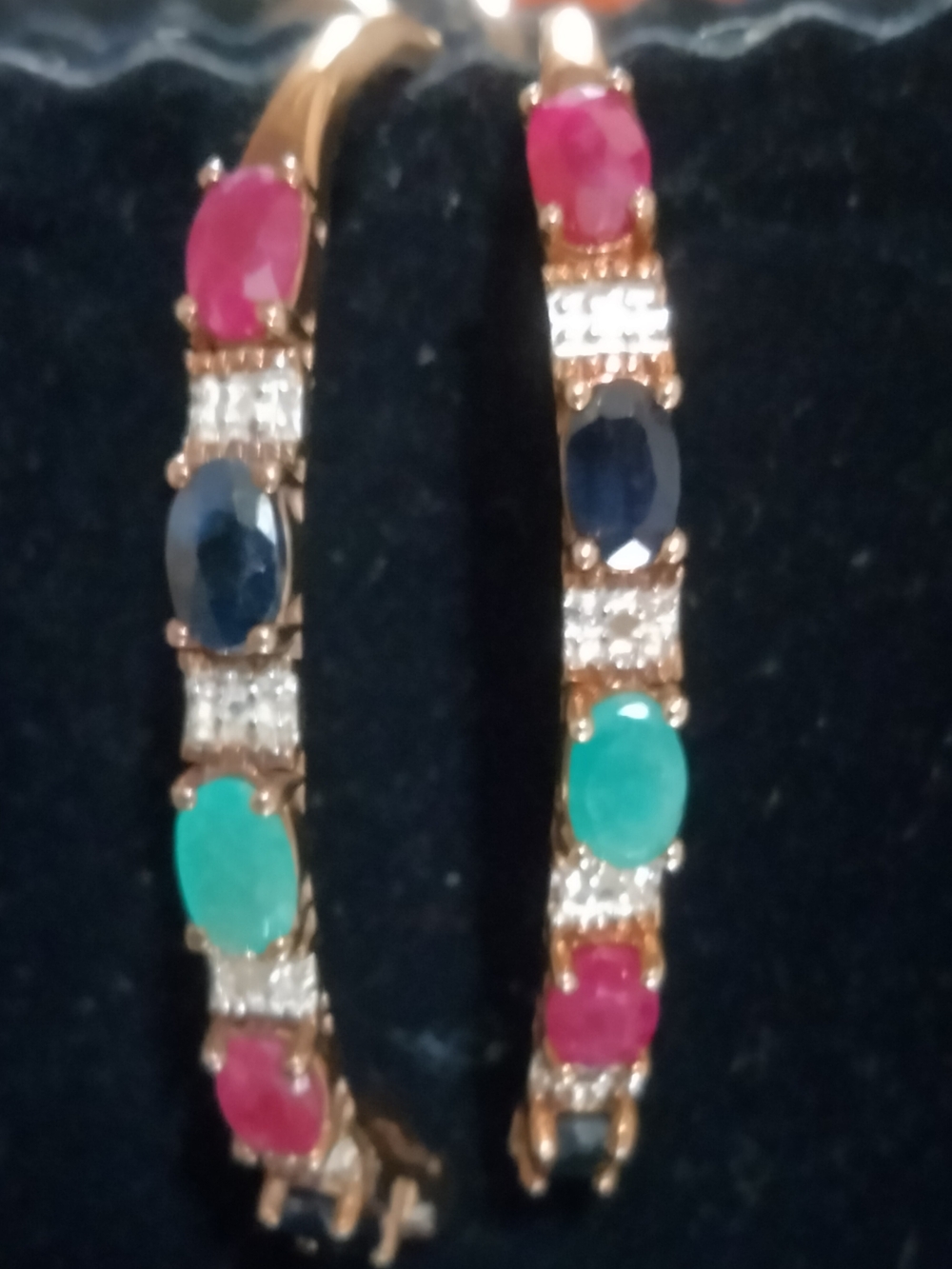 Natural Gemstone  BigHoop Earrings Sterling Silver And Gold